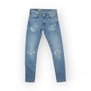 NEW 32x34 Levis Skinny Taper Stretch Distressed Topaz Light Wash